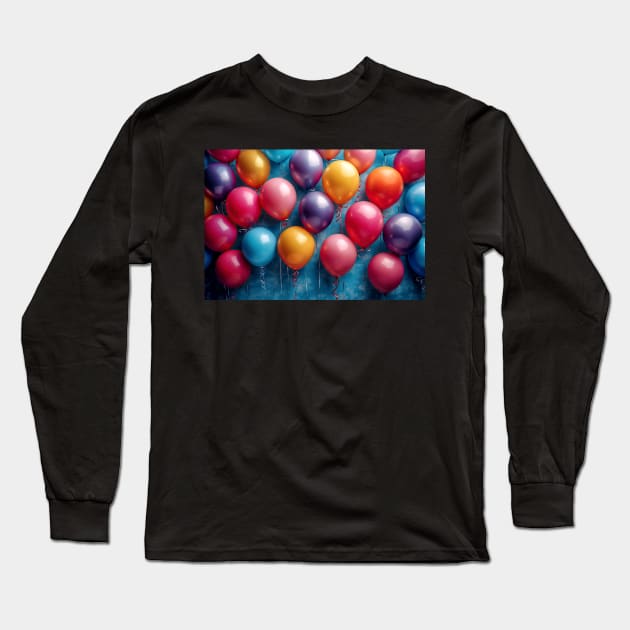 Party Balloons - Colorful Long Sleeve T-Shirt by jecphotography